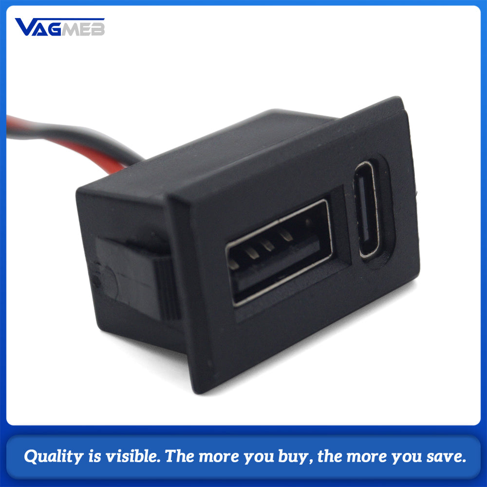 Dual Port Charging Adapter USB & Type-C Car Charger Adapter