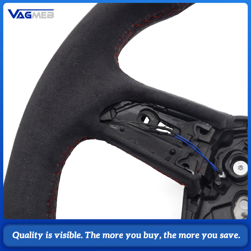 Upgraded fully furry design with red stitching steering wheel for Audi Q5l, Q5 modification