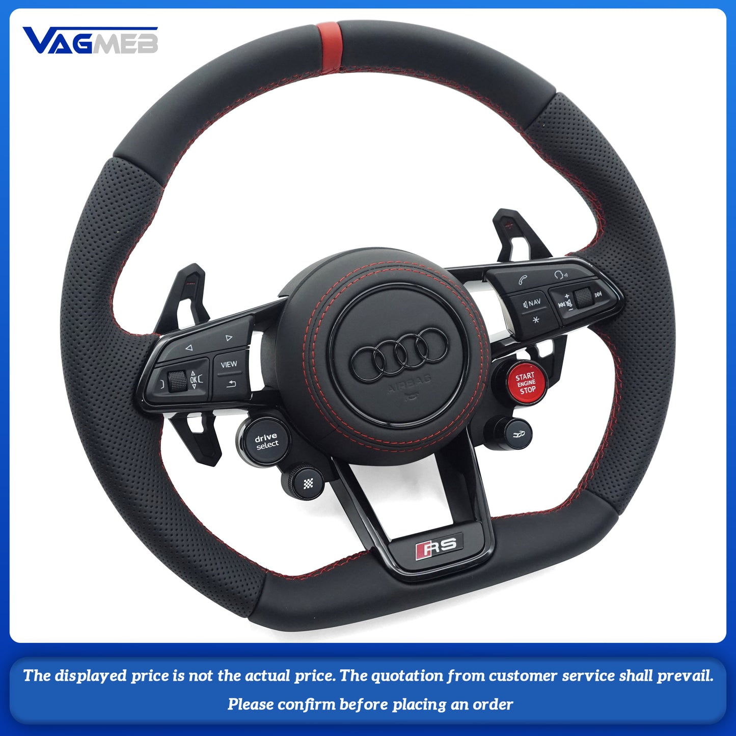 S RS Leather OEM Shape Custom Steering Wheel For Audi R8 Carbon Fiber Steering Wheel upgrade