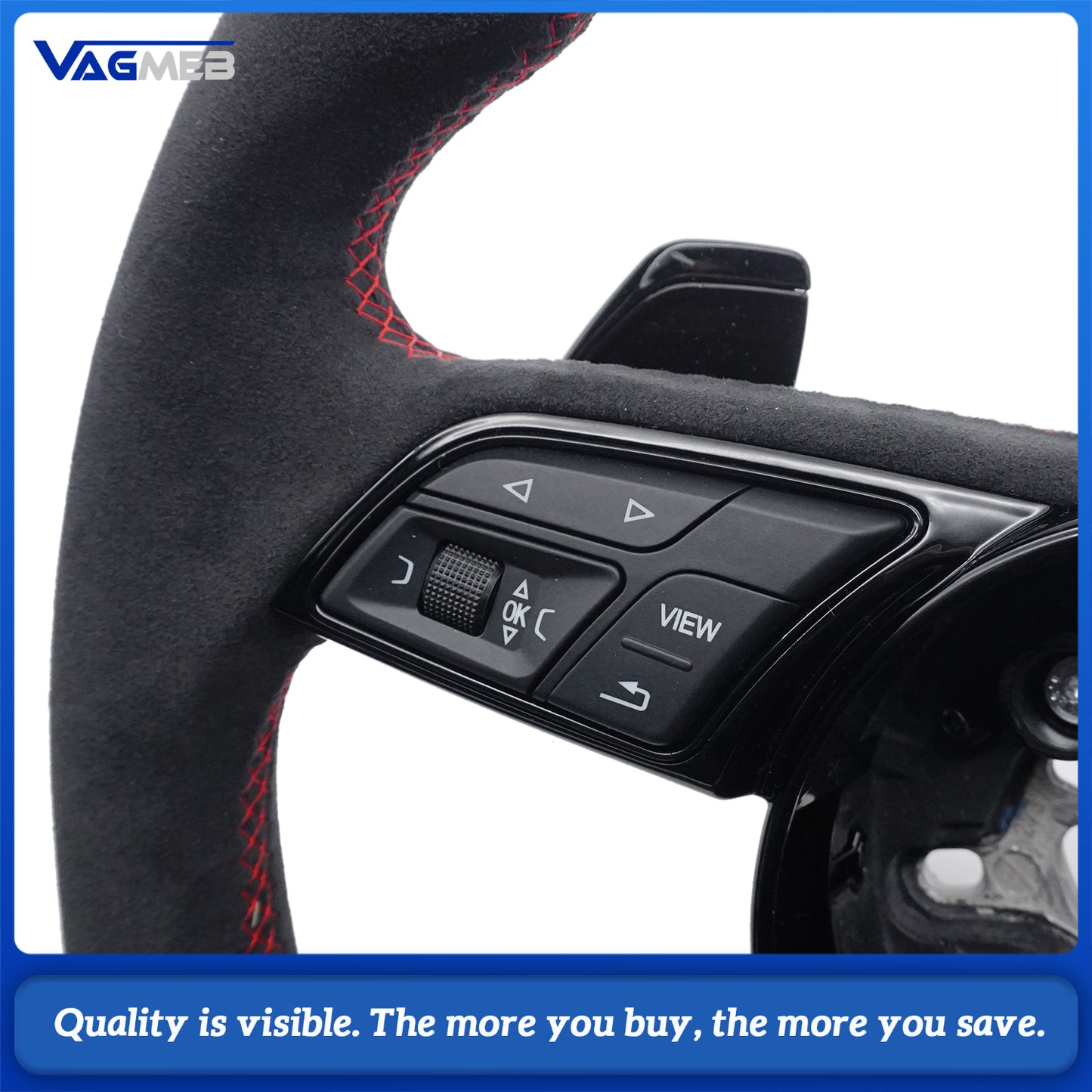 steering wheel for Audi A4 B9 A5 custom carbon fiber stitched steering wheel with paddles and buttons, Car Accessories