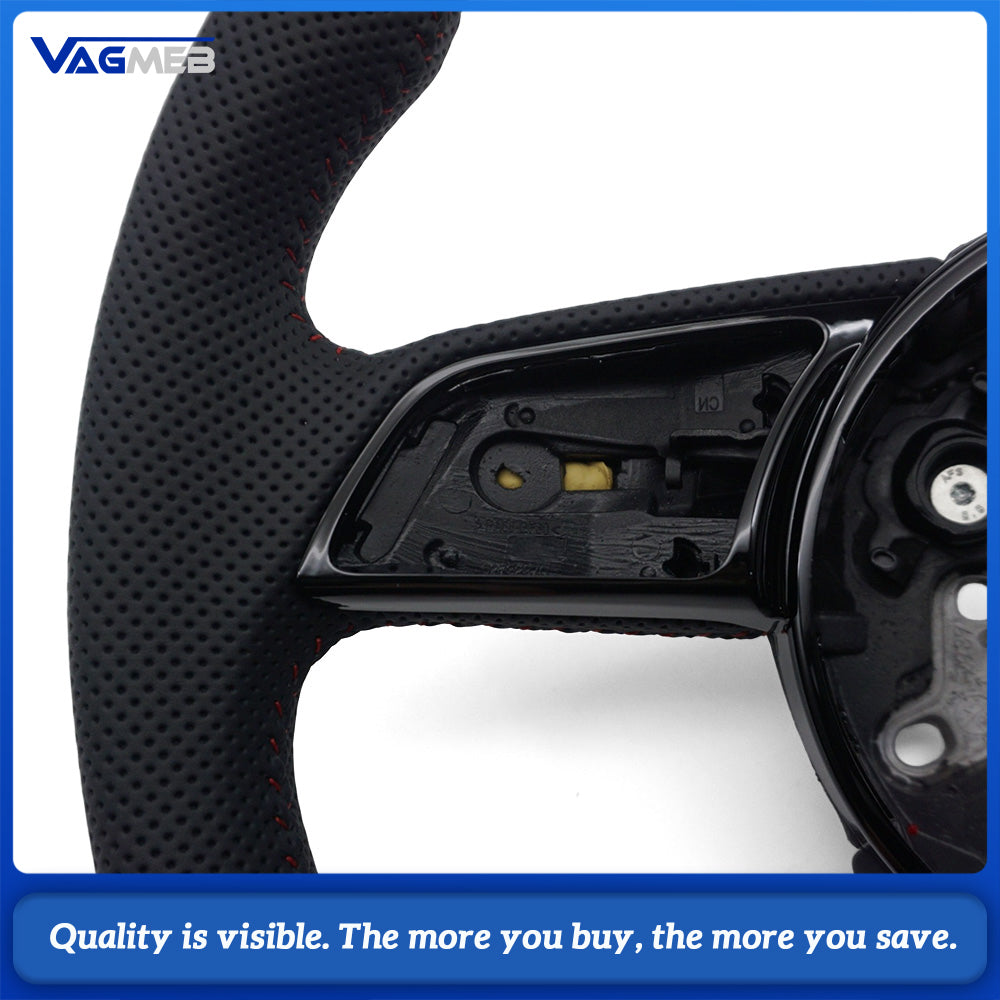 For Audi A3 S3 8V A4 S4 B9 A5 S5 RS4 RS5 Sports Style Semi-perforated Leather Steering Wheel