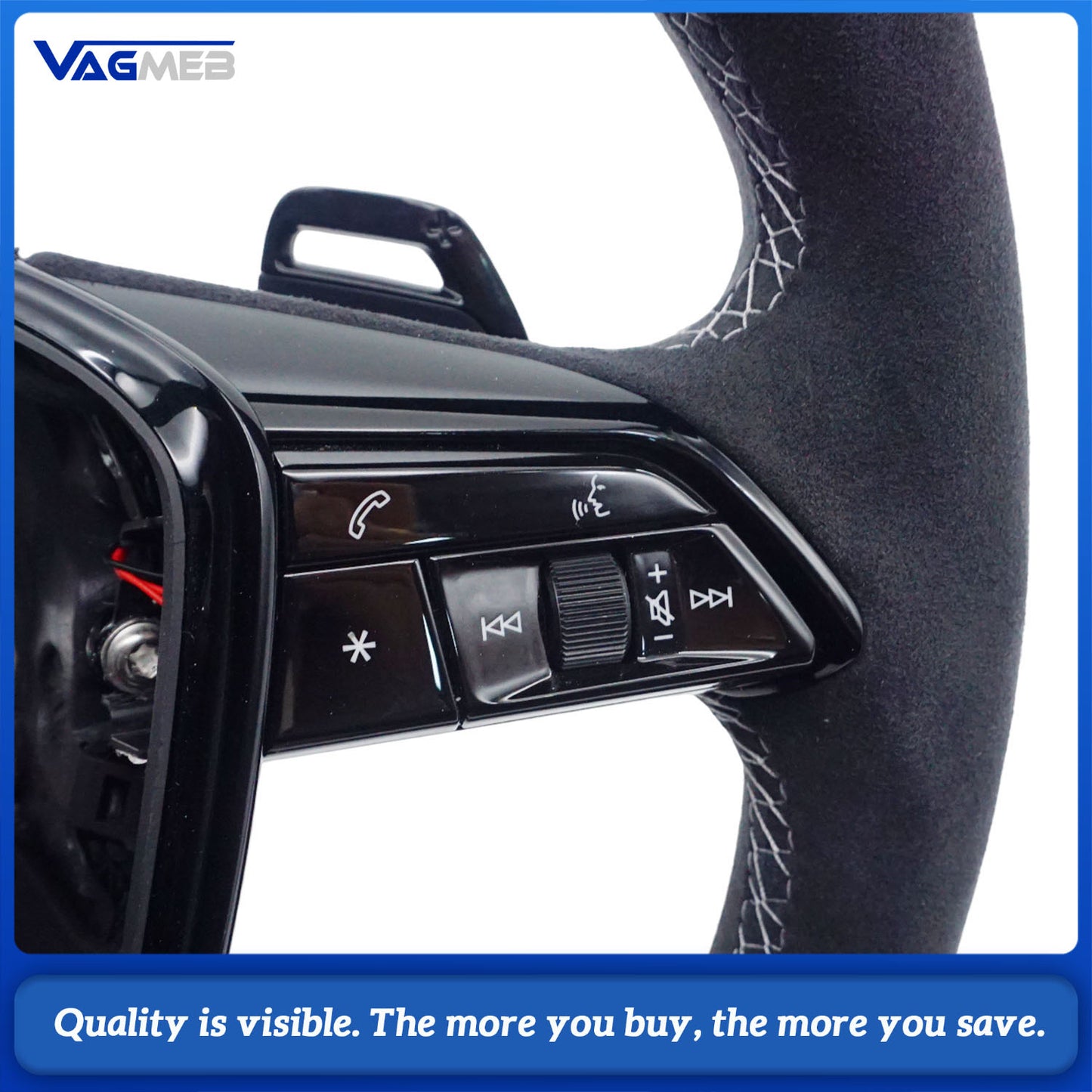 Blackened steering wheel suitable for Audi A6 C8 A7 Light gray  stitched steering wheel