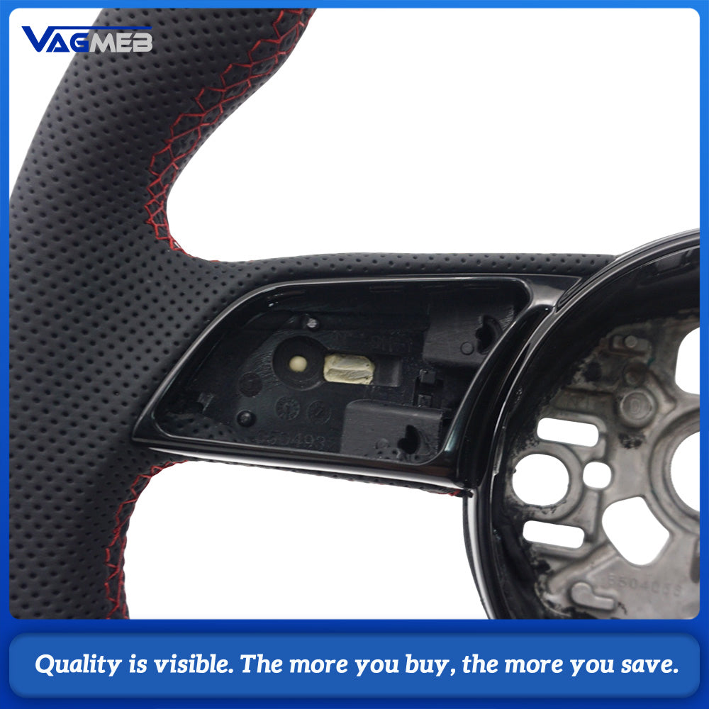 Car steering wheel for Audi A3 8Y perforated leather flat bottomed sports Redline steering wheel car accessories