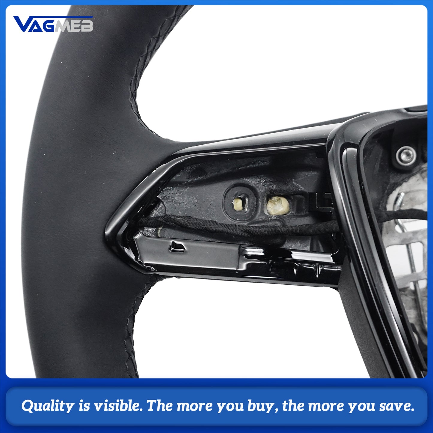 Heated steering wheel suitable for Audi A6 C8 A7 black stitched leather flat bottomed steering wheel