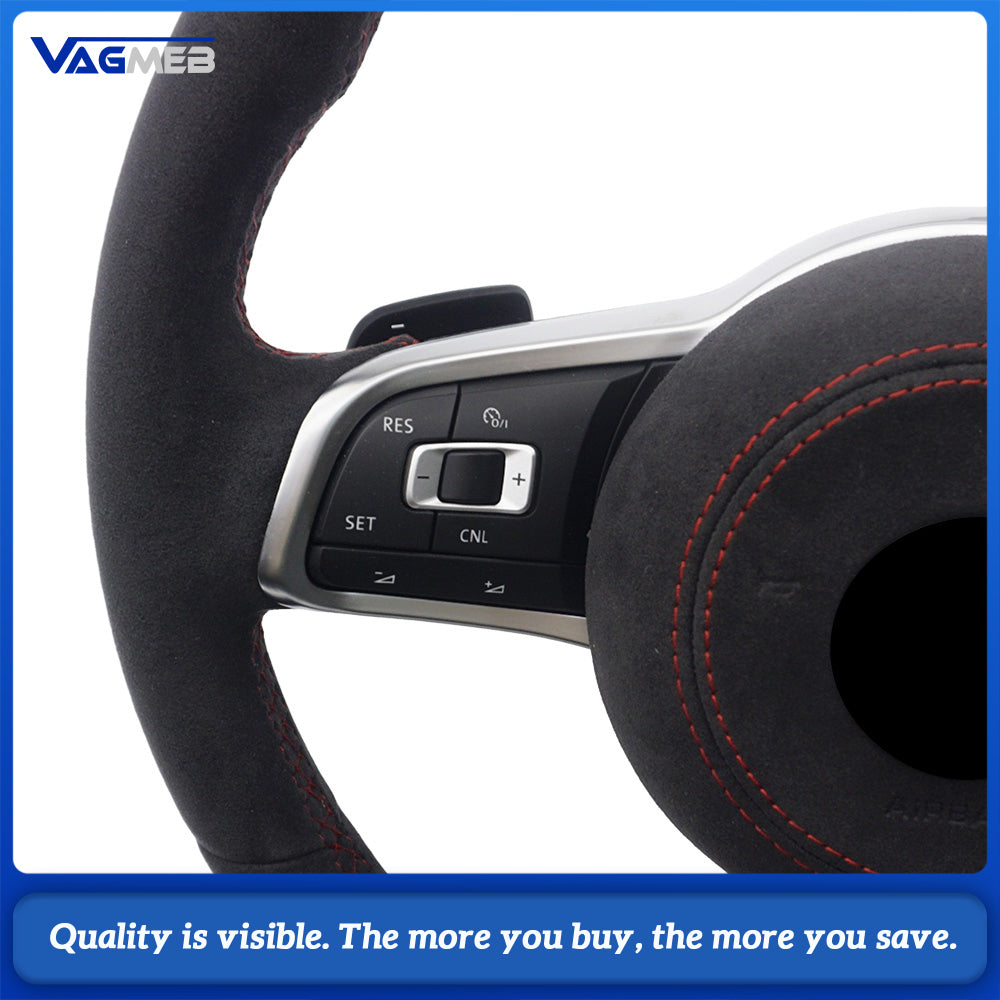 Alcantara Steering Wheel Cover Compatible with Volkswagen Golf GTI Golf R MK7 Polo GTI Scirocco