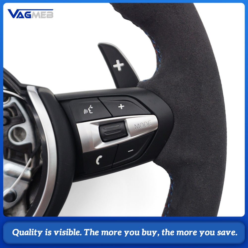 M Sport Steering Wheel For BMW 3 Series F30 G20, Half Alcantara, M Color Stitching, Blue Center Mark, Heated