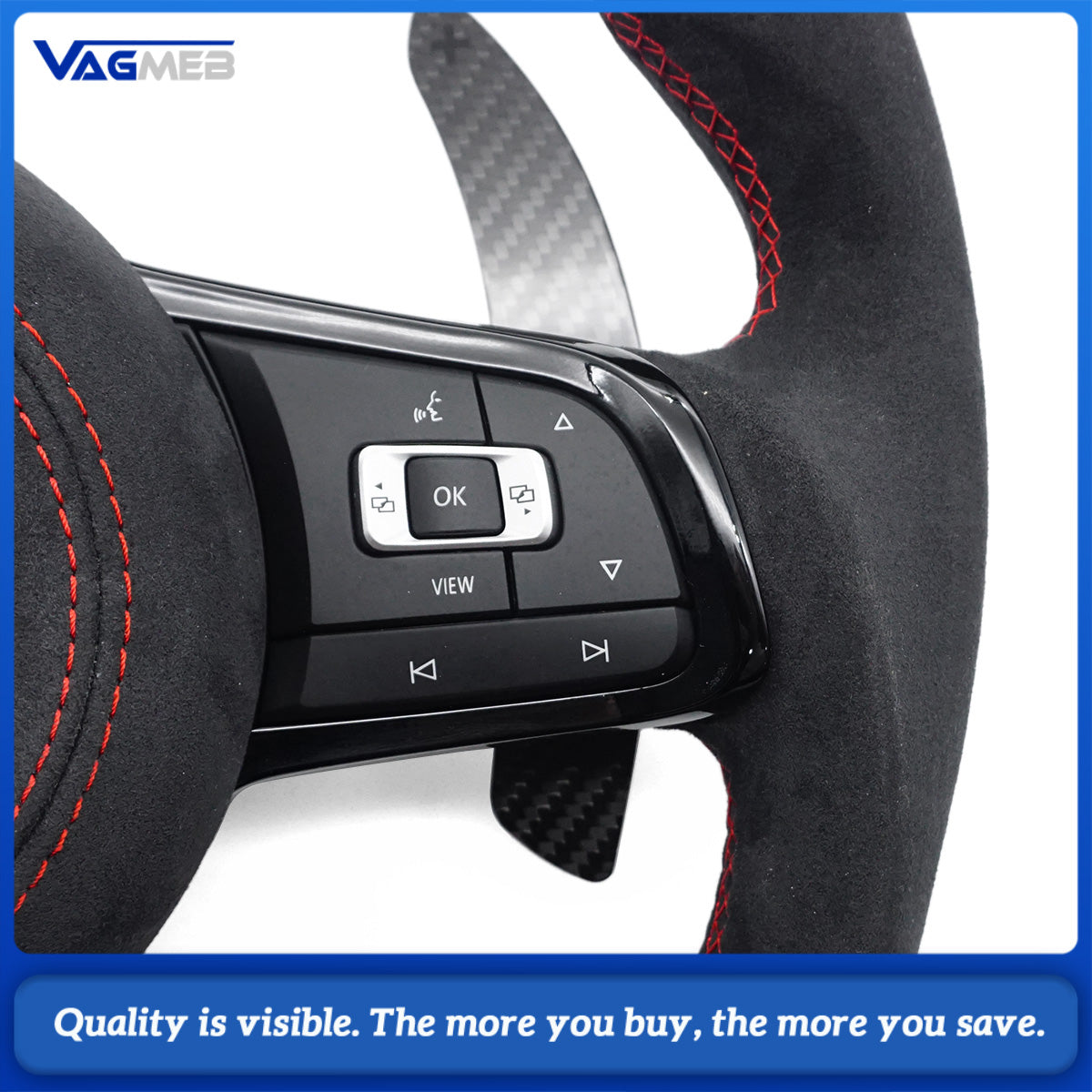 Upgrade Steering Wheel For VW Golf 7 MK7 GTI R Alcantara Forge Carbon LED Racing Wheel