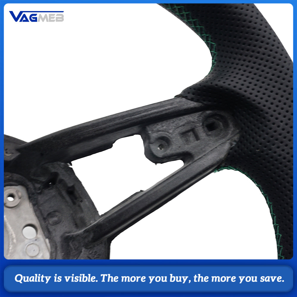 Carbon Fiber Steering Wheel For Audi R8 TT TTS TTRS 2016-2023 Perforated Leather Car Steering Wheel D-shape Flat Bottom