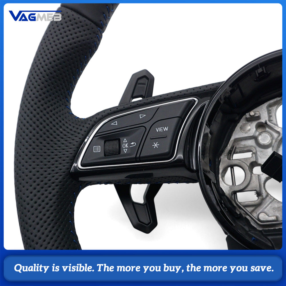 For Audi A3 8Y Perforated Leather Steering Wheel Blue Stitching