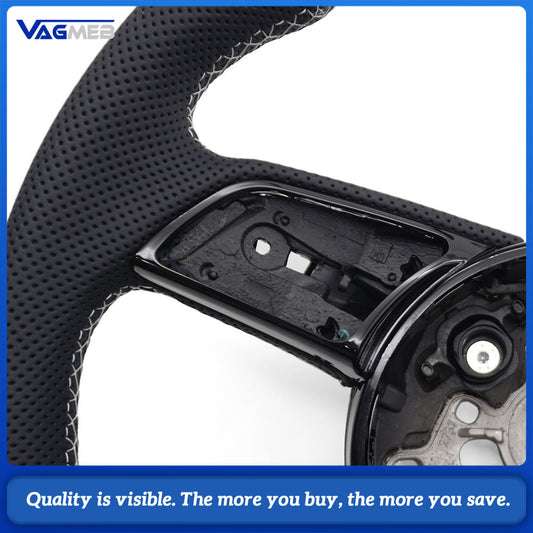 For Audi A4 B9 Sports Style Semi-perforated Leather Steering Wheel - Fit