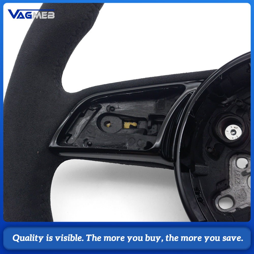 For Audi A4 B9 S Sport Steering Wheel Full Suede Leather Black Contrast Stitching