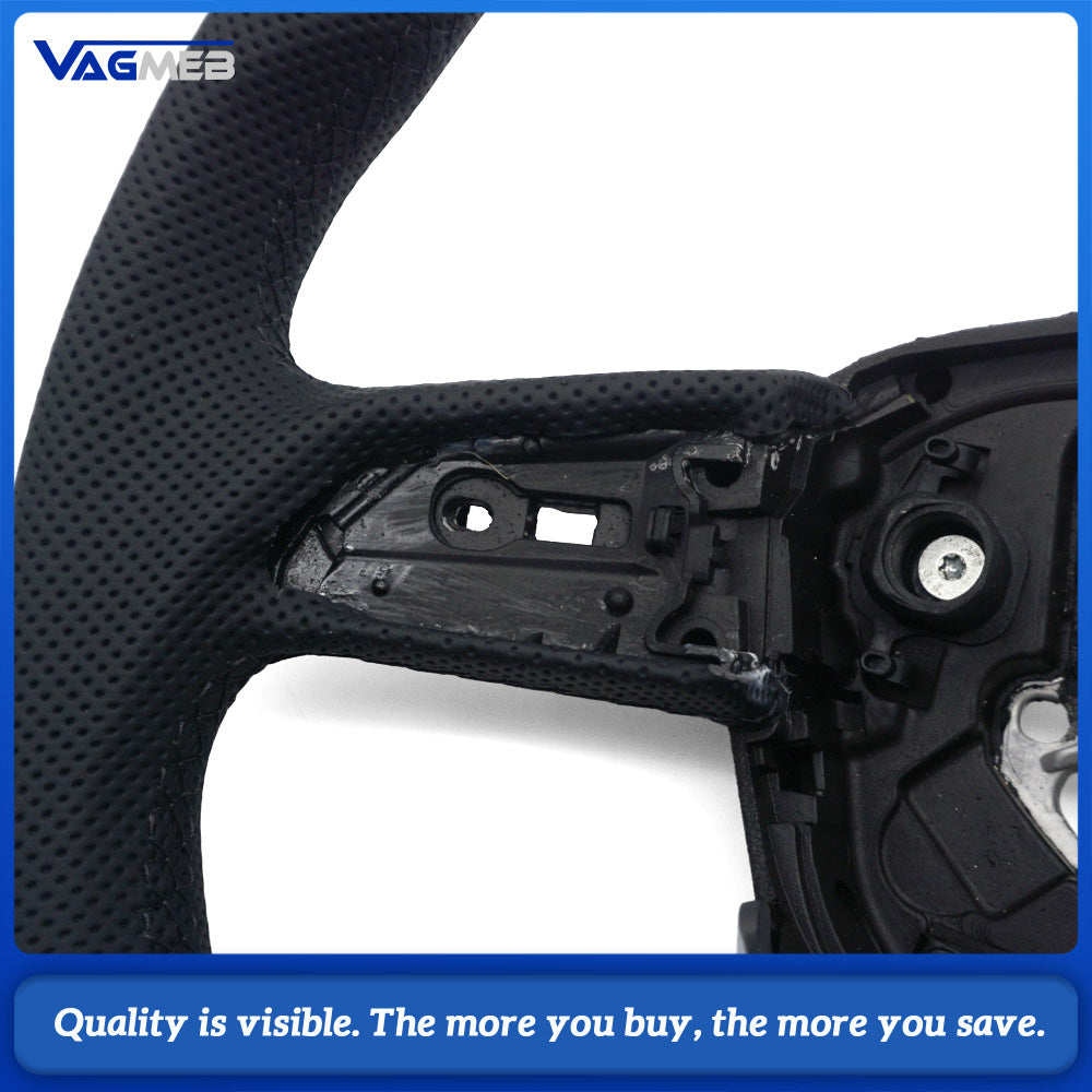 S Line Alcantara Top Bottom Half Perforated Black Stitch Steering Wheel No Buttons No Paddles For Audi Q5L FY