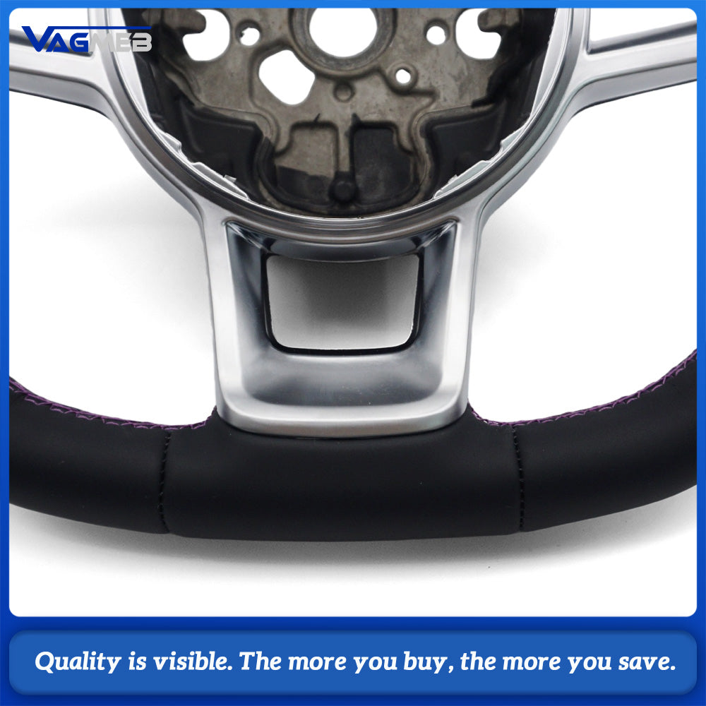 Steering wheel with button frame genuine leather purple stitching for Volkswagen Golf 7 GTI