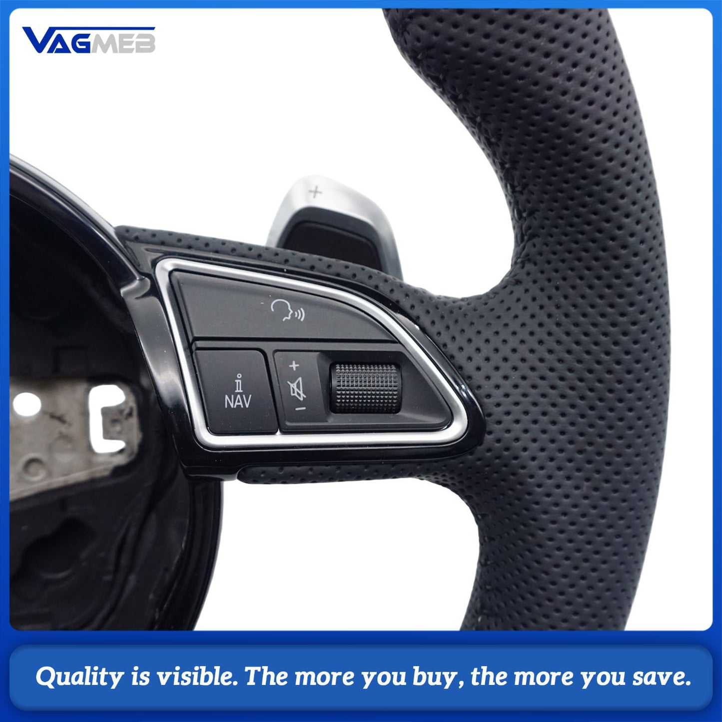 For Audi A3 A4 A5 A6 A7 Q3 Q5 Q7 RS3 RS4 RS5 Fully Perforated Steering Wheel Flat Bottom Steering Wheel