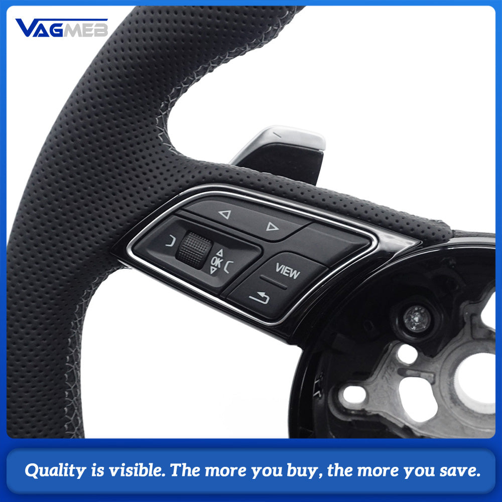 For Audi S Logo A4 B9 leather Full punch half punch Multi-color stitching various styles of paddles steering wheel