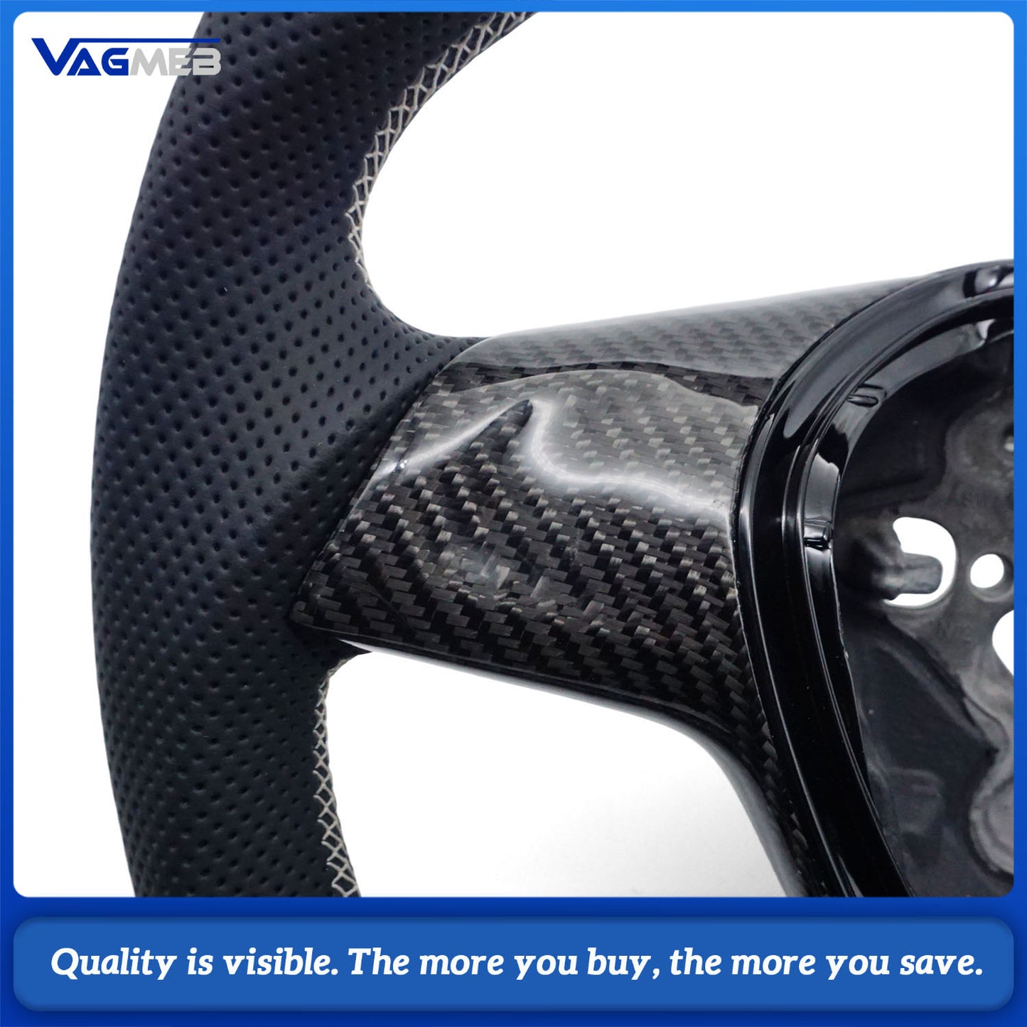 Carbon Fiber Semi Perforated Sports Steering Wheel,For VW GOLF 7 MK7 Transporter T6