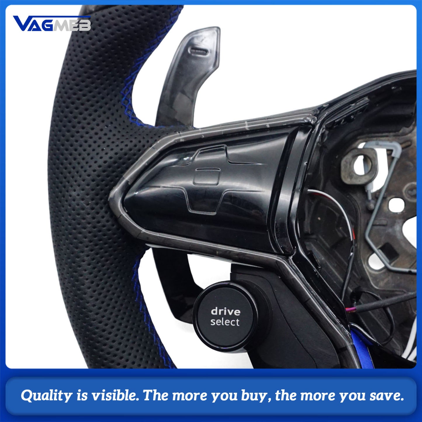 For VW Golf 8 MK8 Forged carbon fiber half-hole belt with R8 key assembly and heating function