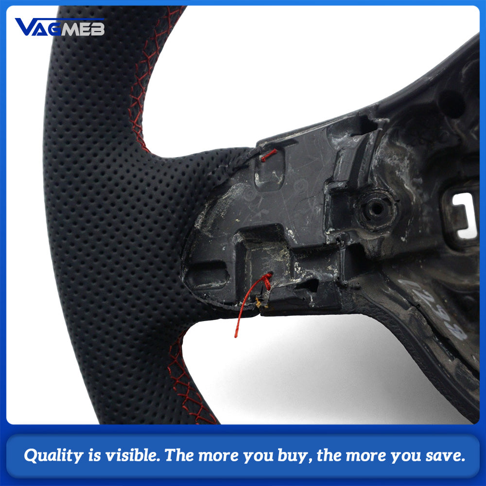 Steering Wheel Base For VW Golf MK6 GTI, Half Perforated Leather, Red Stitching, Red Centering Marker, Sport Steering Wheel Core Base Replacement