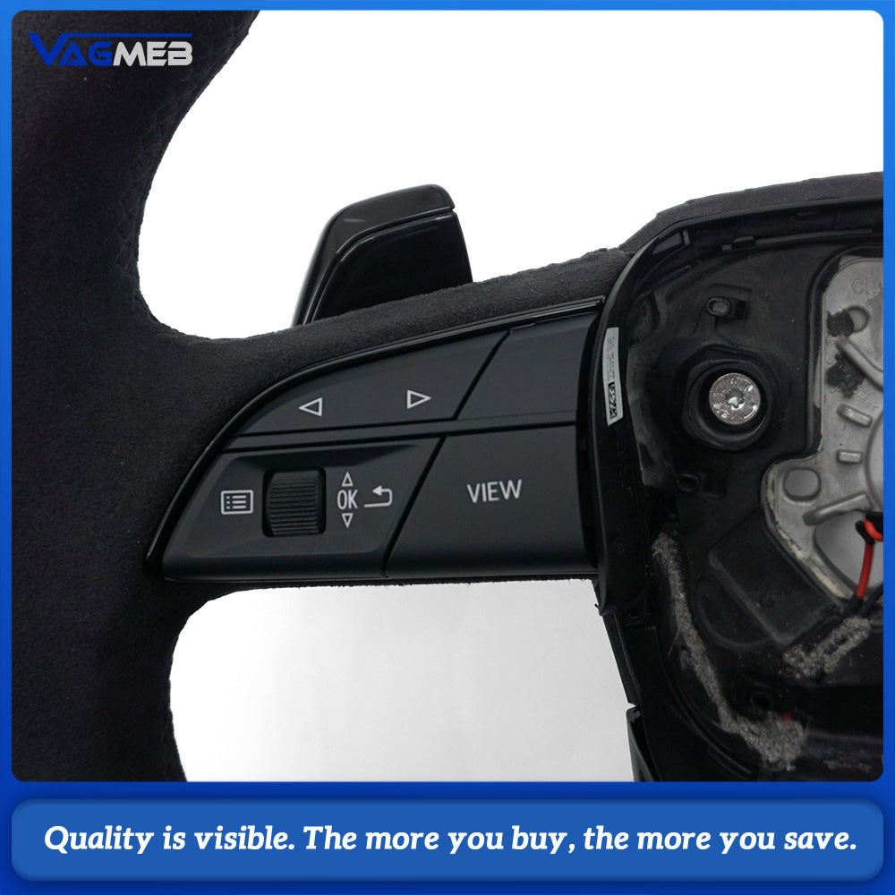 Black Series S Logo Carbon Half Alcantara Steering Wheel Assembly Heated Shift Paddles For Audi Q5 FY