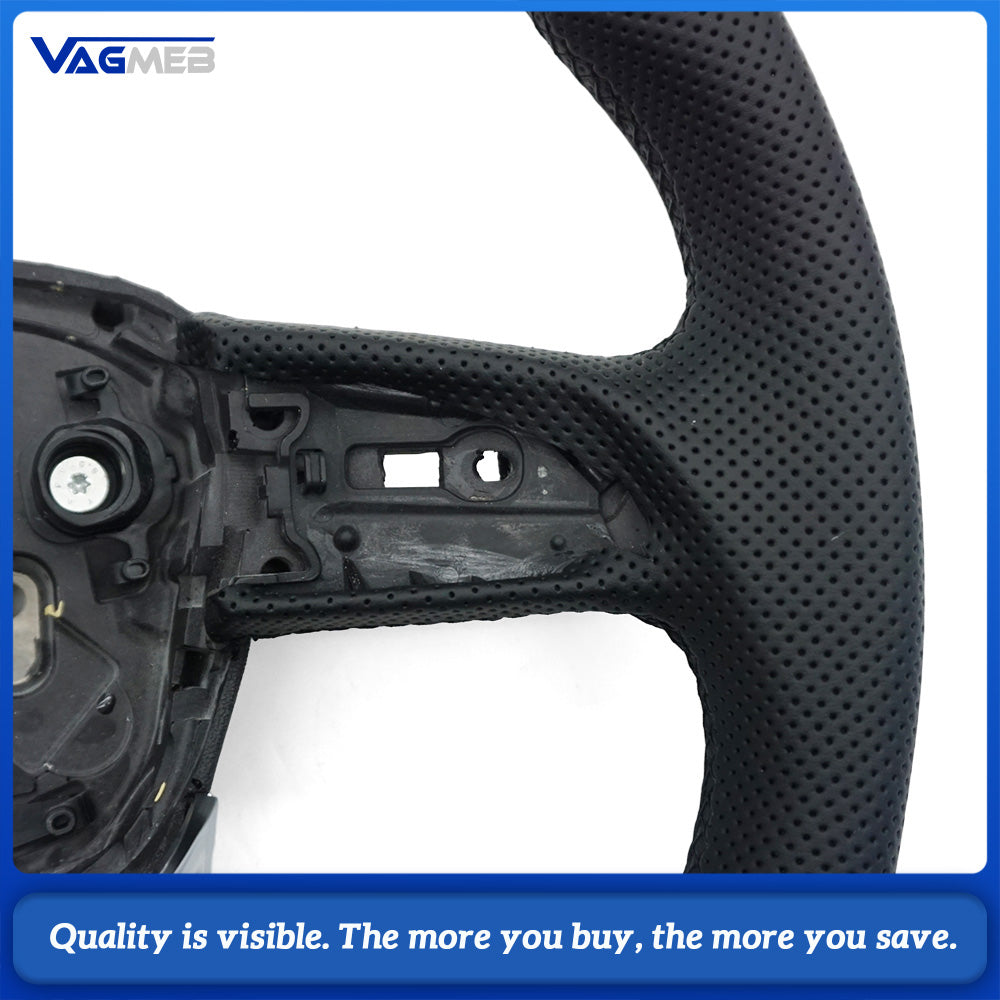 Suitable for Audi Q5 S model carbon fiber semi-perforated white line steering wheel base With heating function without paddles and buttons