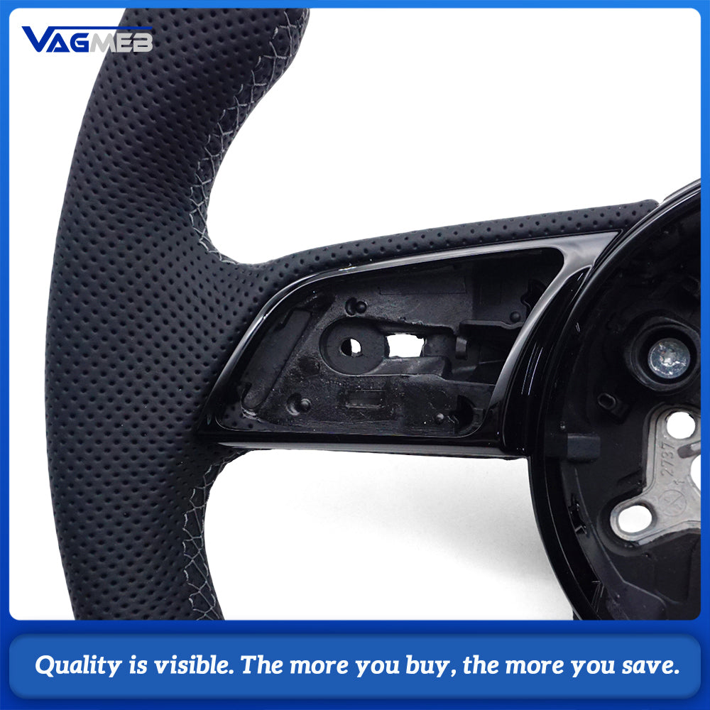 For Audi A4 B9  Sports Style Semi-perforated Leather Steering Wheel