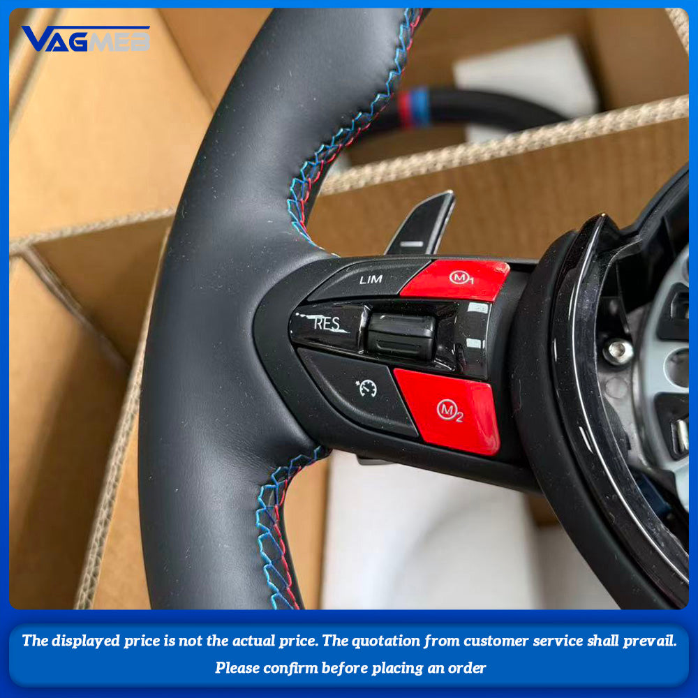 With red M1 M2 Button M Sport Steering Wheel for BMW F07 F10 F11 F12 F20 F21 F22 F25 F26 F30 F31 F32 F33 F34 F36 M3 F80 M4 F82