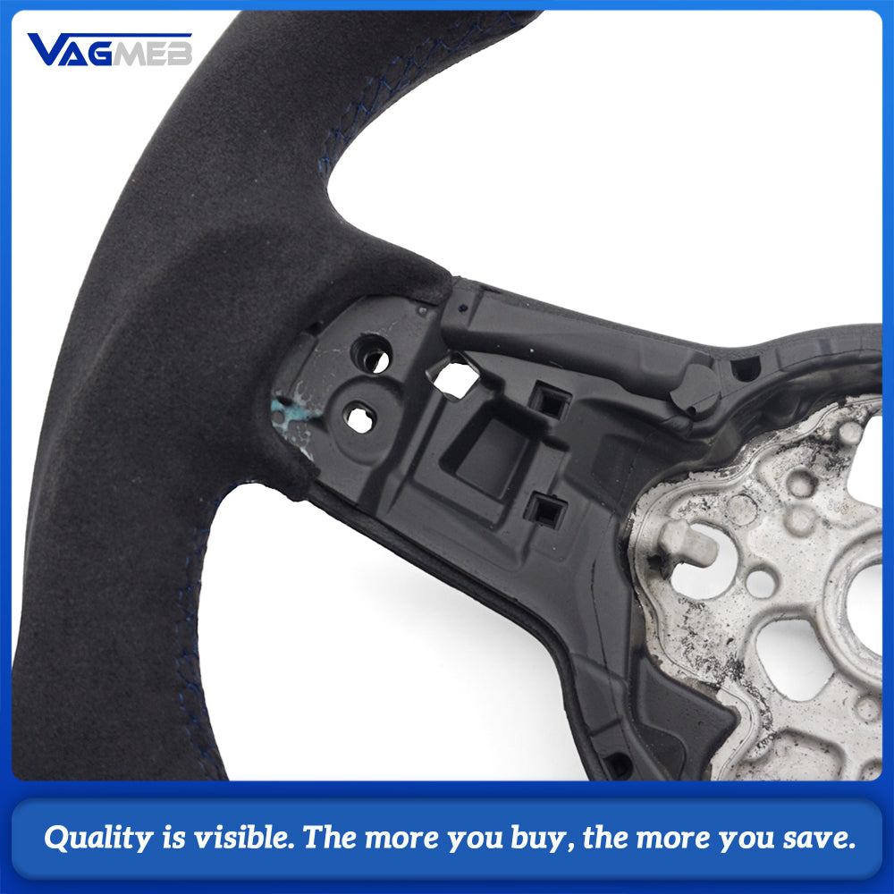 Steering Wheel For Golf 7 7.5 GTI MK7 Is Made Of Genuine Leather Material Multi color stitching White black red，bore