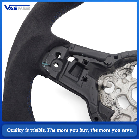 Steering Wheel For Golf 7 7.5 GTI MK7 Is Made Of Genuine Leather Material Multi color stitching White black red，bore