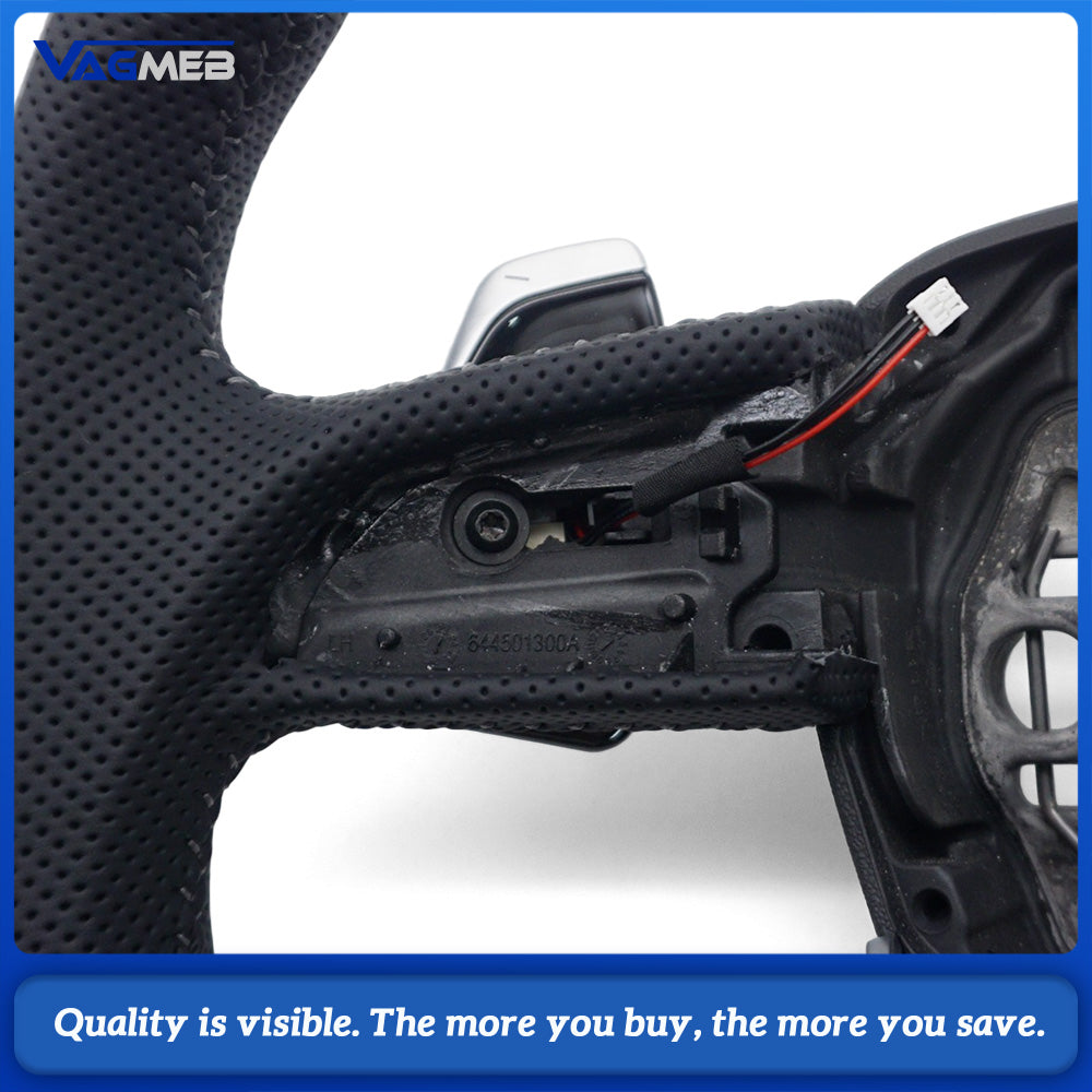 Sport Steering Wheel Semi‑Perforated Leather Grey Contrast Stitching With Paddle Shifters Buttons Not Included Without Heating For Audi Q3