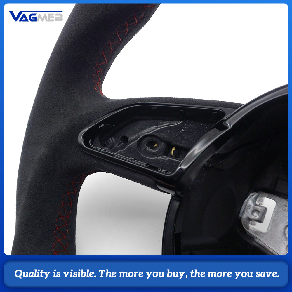 Suitable for Audi A3, A4 B8, A5, flat-bottom steering wheel, suede steering wheel, red style
