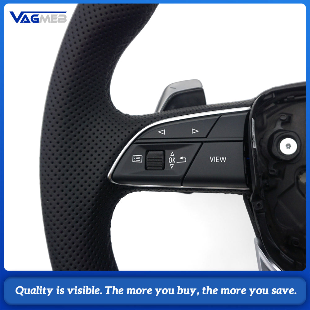 Suitable for Audi Q5L S standard carbon fiber half-turned black wire with button paddle with heated steering wheel