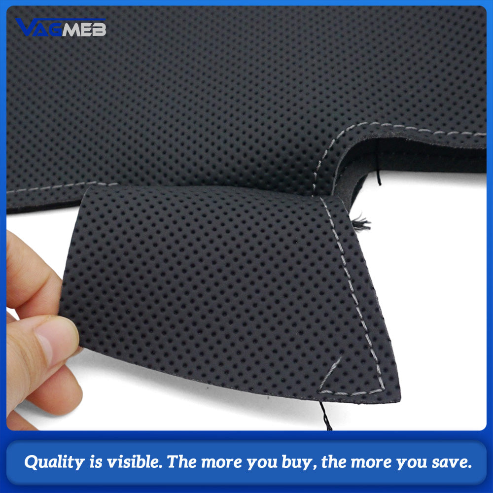 For Audi A6 C8 Steering Wheel Perforated Leather Wrap Replacement Skin With Dark Gray Stitching