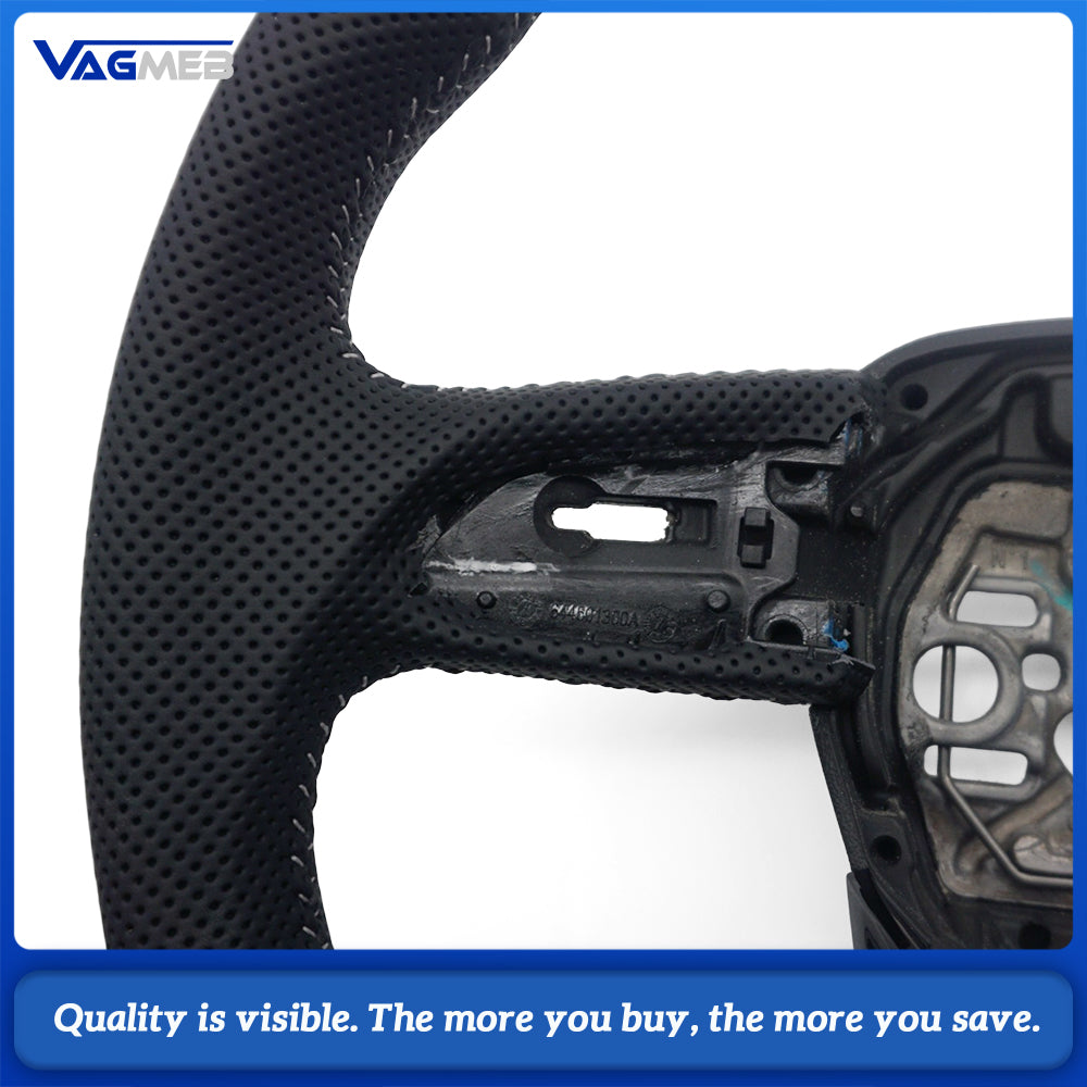 Suitable for Audi Q3 F3 perforated leather flat bottomed Black Line steering wheel, Car Accessories