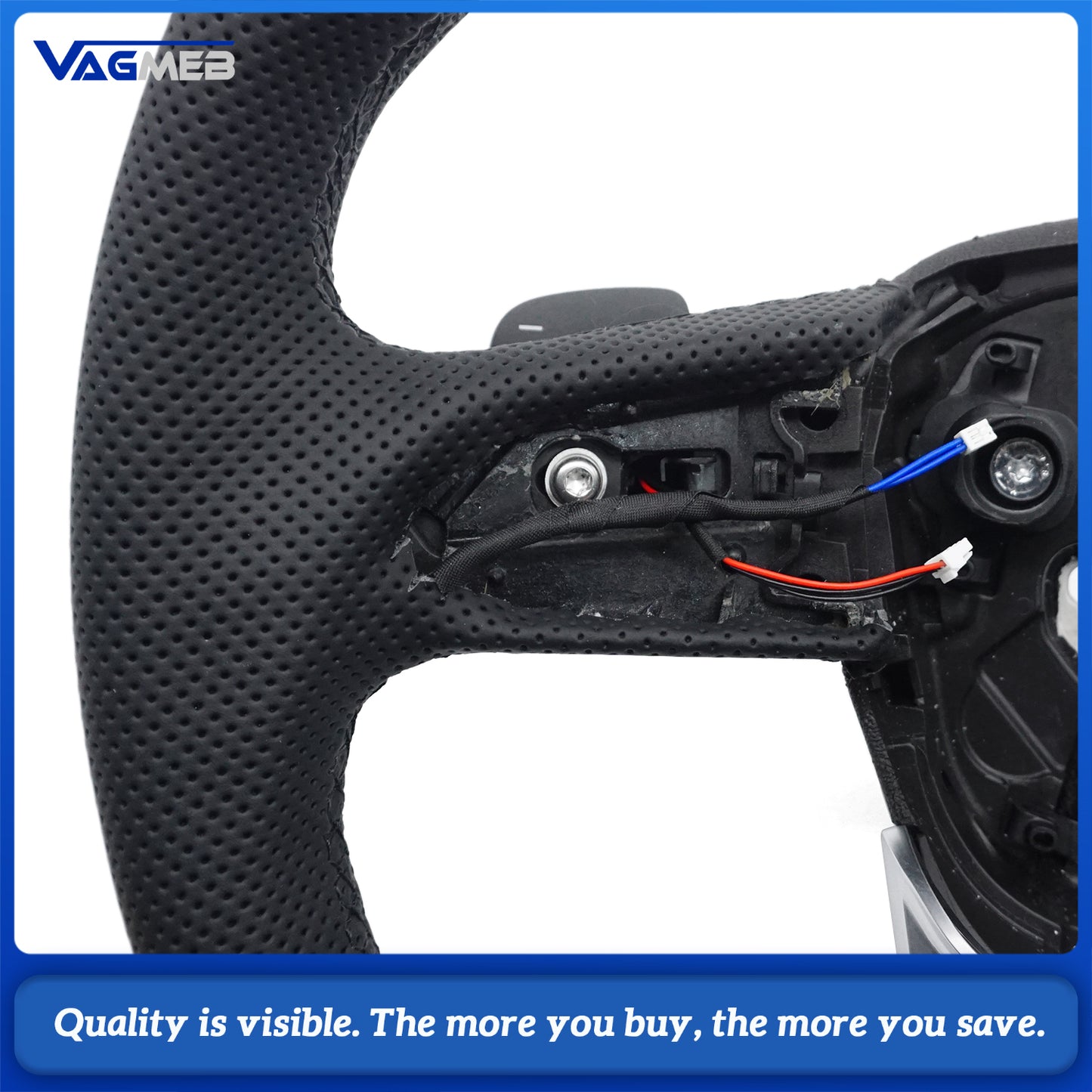 For Audi Q5 FY Q7 4M Q8 fully perforated leather with black stitching, flat bottomed sports steering wheel with heating