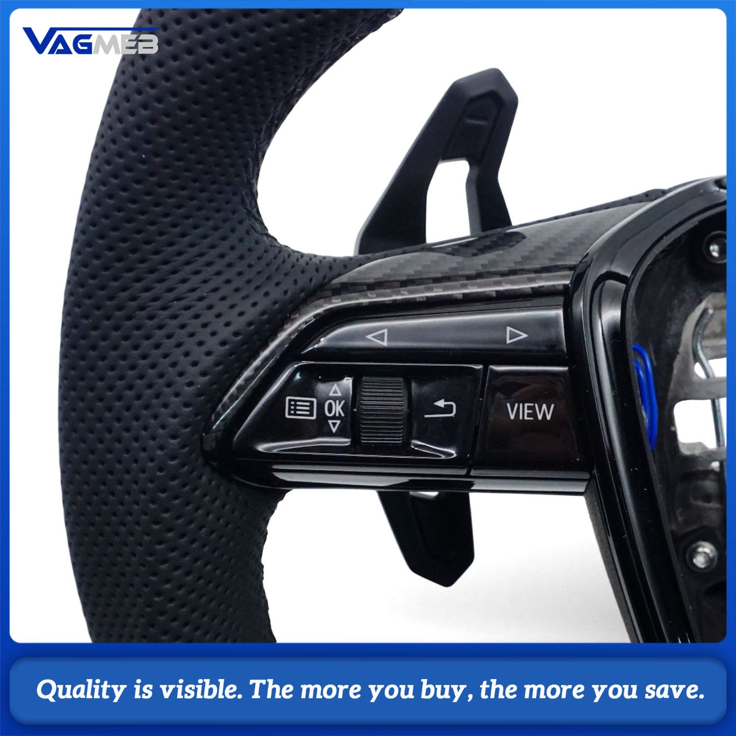 Carbon fiber steering wheel For Audi Q3 RSQ3 leather sports flat bottomed steering wheel with buttons and paddles