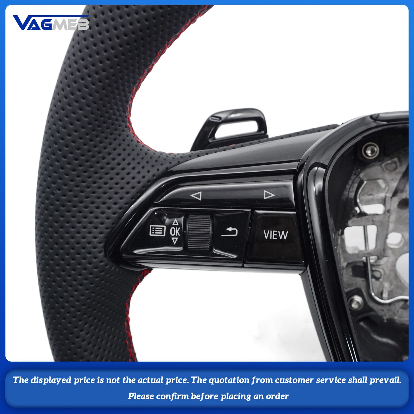 For Audi A6 C8 Semi Perforated Painted Black Semi Perforated Flat Bottomed Sports Steering Wheel