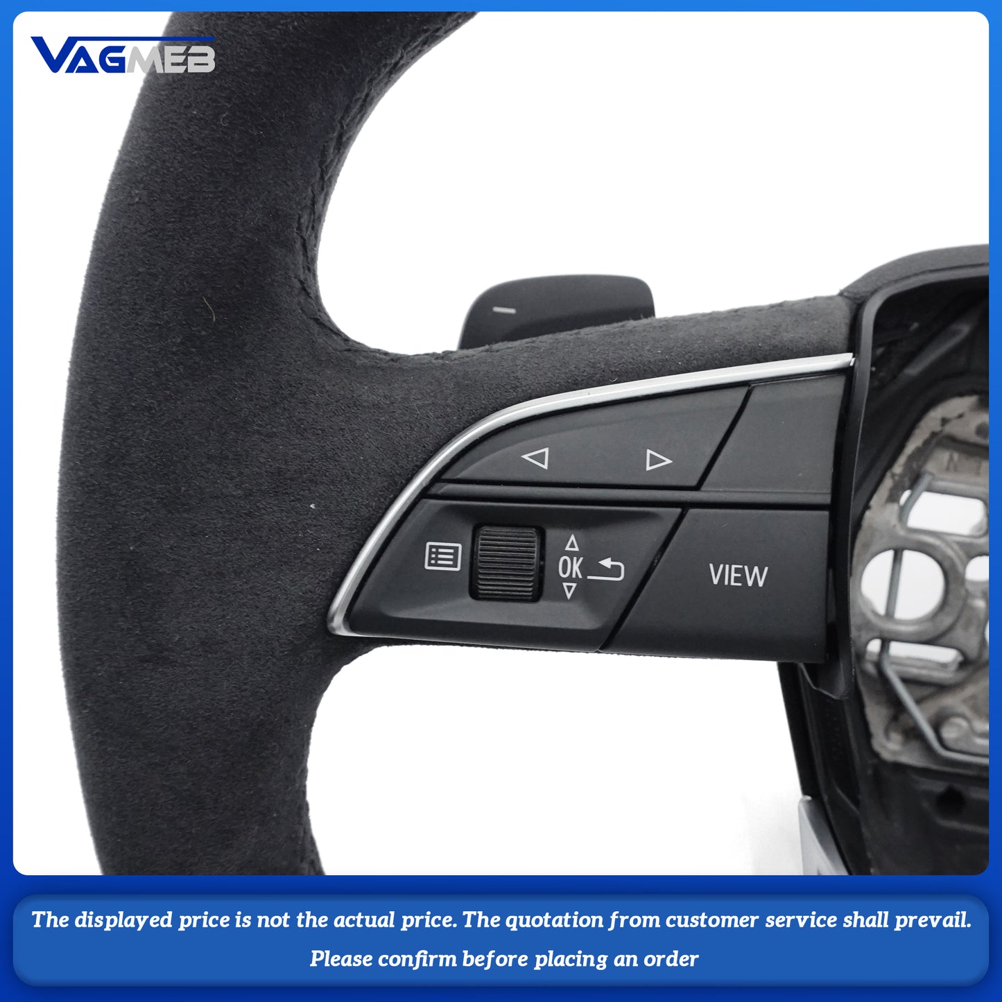 For Audi Q3 Alcantara Punched Leather SRS Logo Steering Wheel With Paddles Assembly