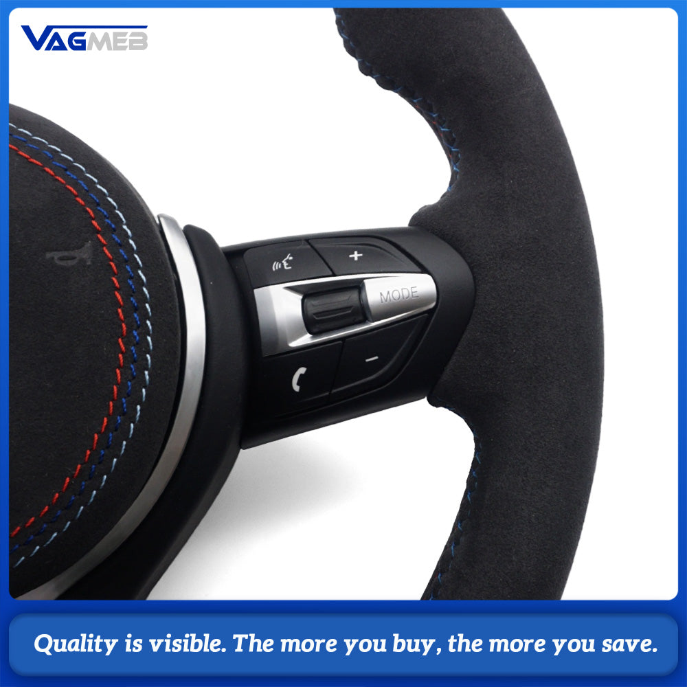 For BMW 3 Series F30 M Sport Steering Wheel Half Alcantara Tri-color Stitching