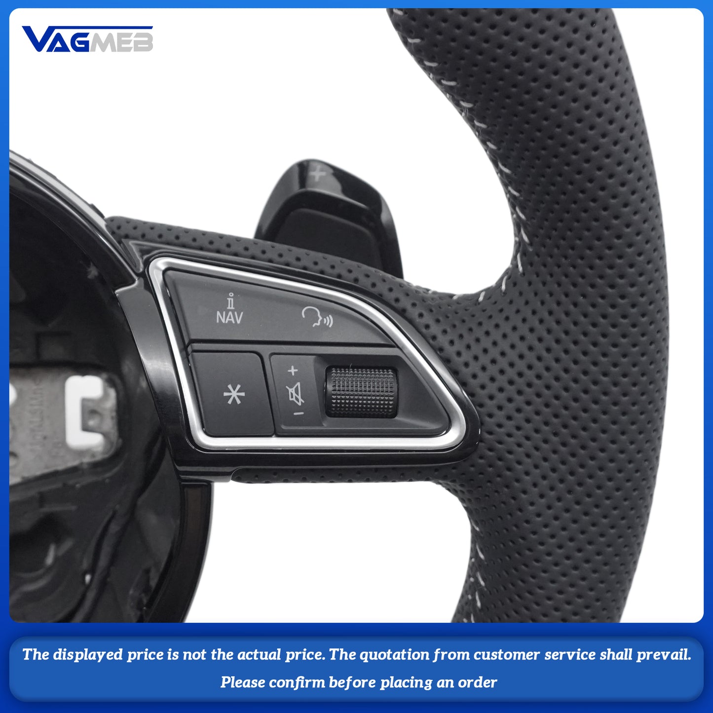 Leather Steering Wheel Upgrade Fit For Audi A4 B8 Q3 A3 8V Steering Wheel