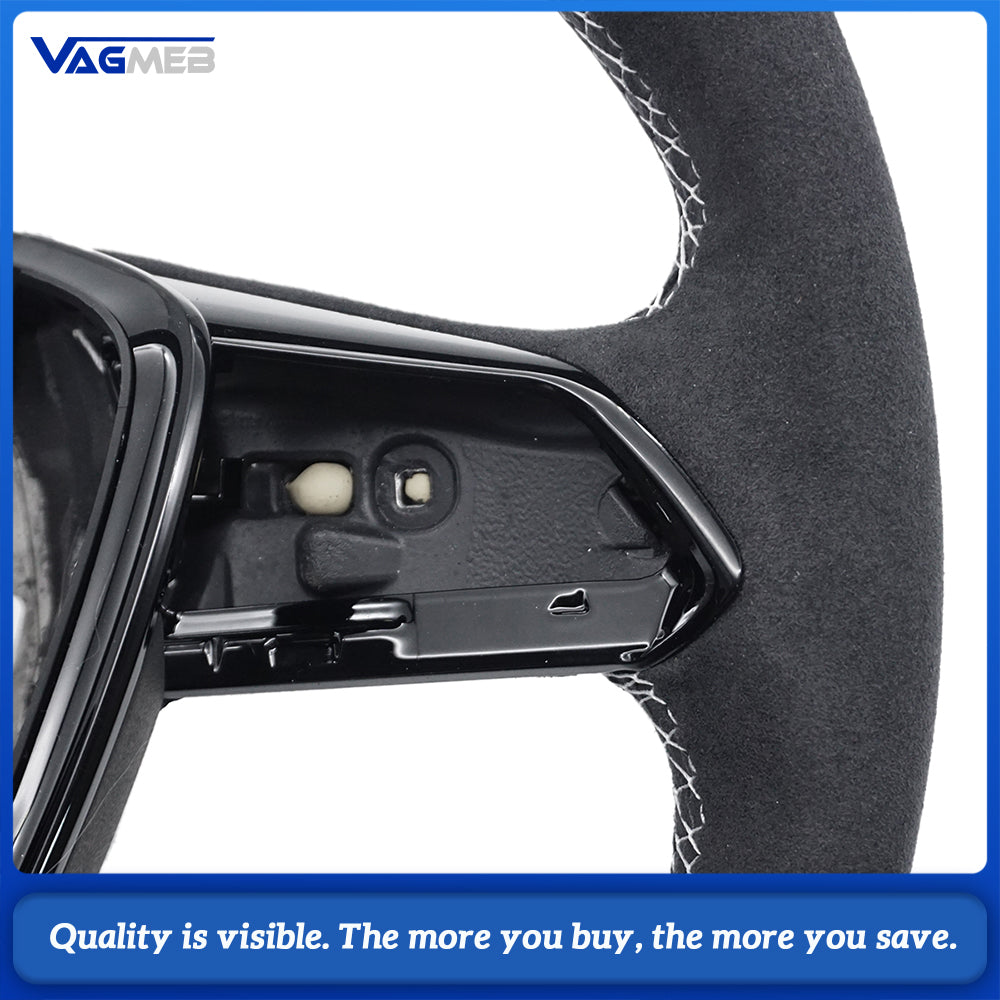 The heated steering wheel is suitable for Audi A6 C8 A7 painted black perforated leather steering wheel, Car Accessories