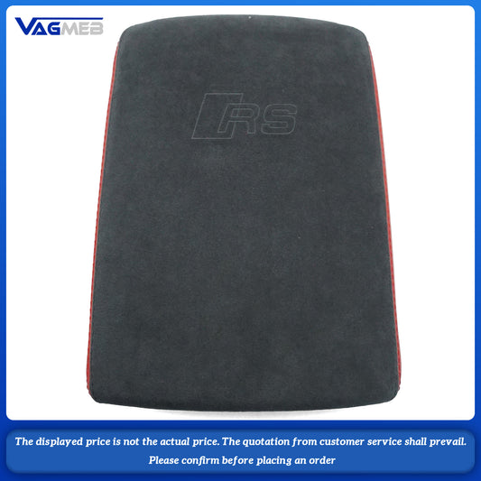 Car Armrest Box Leather Protective Cover For Audi A4 B9 Central Control Armrest Decoration Auto Accessories RS LOGO