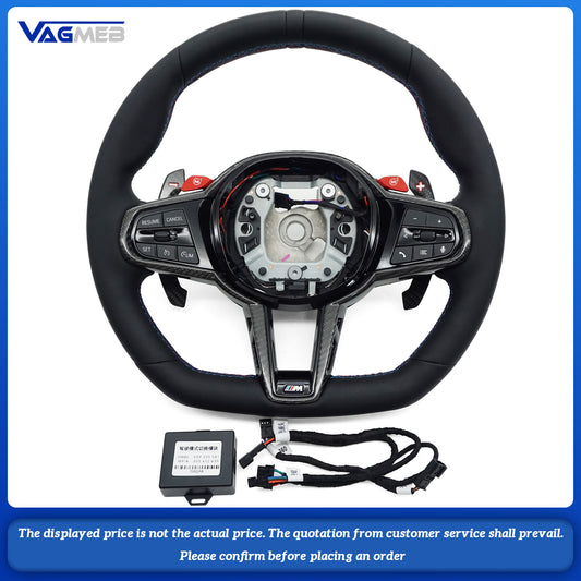 For BMW 4 Series 5 Series m4 m5 Custom leather M-color stitching steering wheel with black leather center logo With driving mode