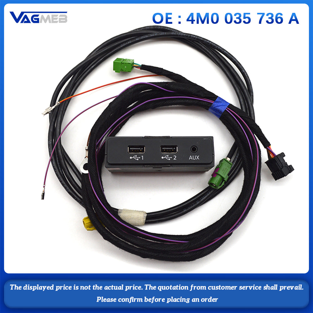 For Audi A4 B9 A5 B9 Q5 MIB2 Carplay Switch smart phone USB interface CarPlay USB AUX IN Plug Cable  4M0 035 736 A