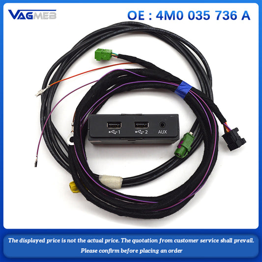 For Audi A4 B9 A5 B9 Q5 MIB2 Carplay Switch smart phone USB interface CarPlay USB AUX IN Plug Cable  4M0 035 736 A