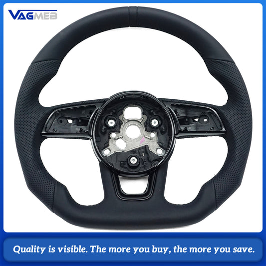 For Audi RS3 RS4 RS5 A3 A4 B9 A5 S3 S4 S5 2017-2021 Fully Perforated Leather Steering Wheel