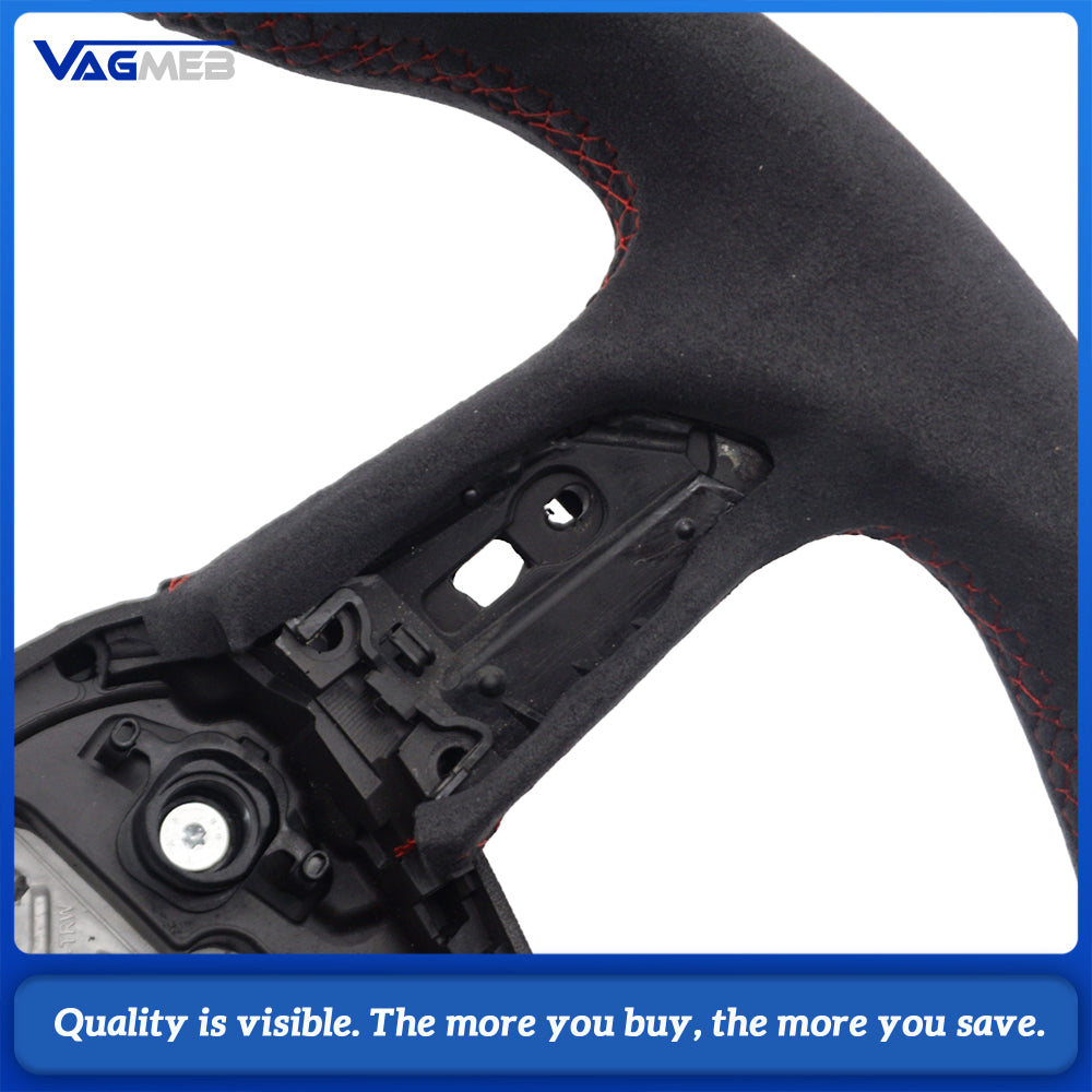 Upgraded fully furry design with red stitching steering wheel for Audi Q5l, Q5 modification
