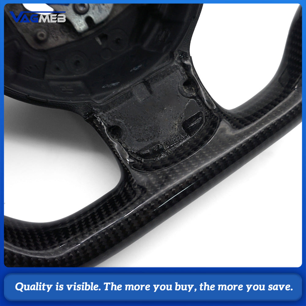 D-shaped Carbon Fiber Steering Wheel White Centering Marker Half Perforated Leather Fit Audi A4 B8 A5 Q5 8R No Paddles No Buttons