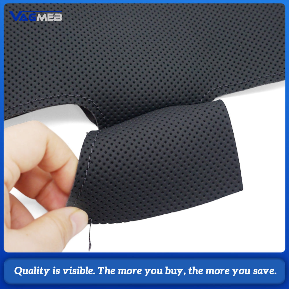 For Audi A6 C8 Steering Wheel Perforated Leather Wrap Replacement Skin With Black Stitching