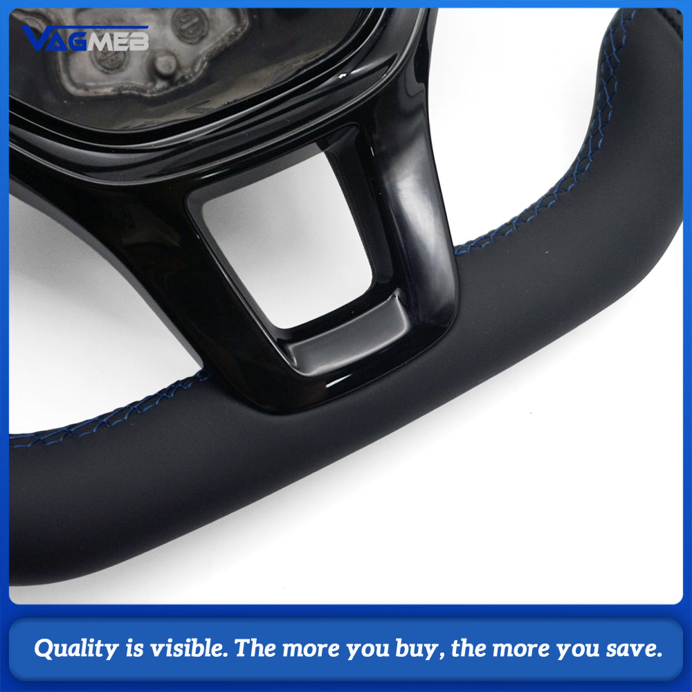 Full leather car steering wheel for VW T6 Golf MK7 Crafter without paddle shift holes Car accessories