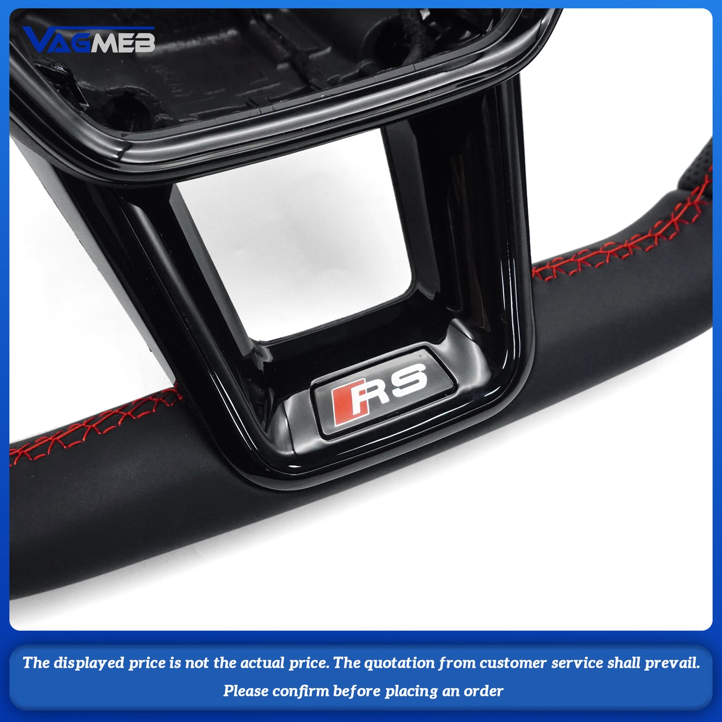 For Audi A6 C8 painted black steering wheel Red  stitching sports flat bottomed steering wheel